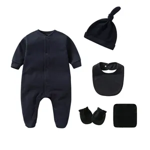 Purorigin OEM Christmas outfits 100% Cotton Unisex New Born Baby Gift Set Baby Girl Baby Romper Summer Short sleeve 5pcs/set