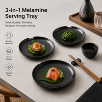 Assiette à baguettes en mélamine noire de 18,8 cm, incassable, de qualité alimentaire, en résine de mélamine, pour restaurant et hôtel