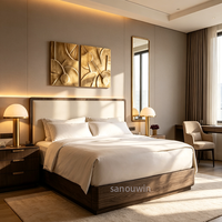 Meubles de chambre à coucher intérieurs de villa au design moderne, ambiance de luxe haut de gamme, lit pour chambre d'hôtel ou d'appartement cinq étoiles