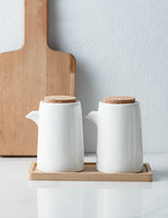 Japanese Style Ceramic Seasoning & Condiment Set with Spout for Kitchen Use Oil Soy Sauce Vinegar Salt