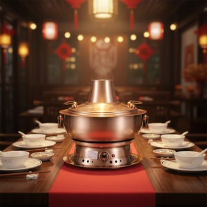 Olla Eléctrica Tradicional <span class=keywords><strong>China</strong></span> de Acero Inoxidable con Quemador de Carbón, Olla Tailandesa Shabu Shabu - Product Image 3