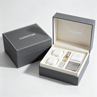 Boîte de luxe personnalisée avec couvercle rigide et base, emballage gris avec insert en velours pour écouteurs TWS, électronique, parfum, cadeau, vente en gros