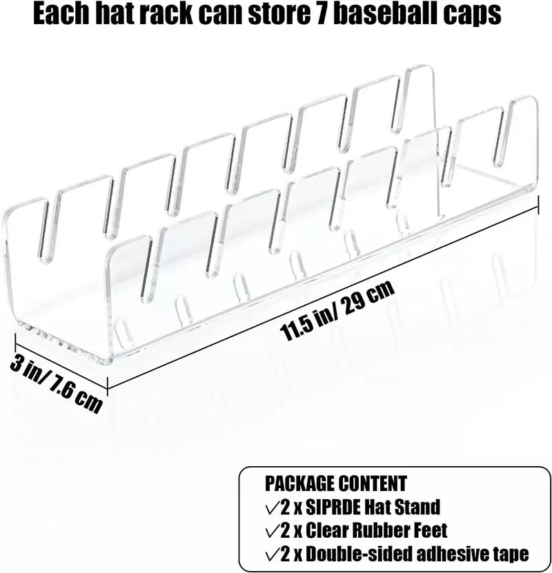 Transparent Acrylic Wall-Mounted Hat Rack Plastic Baseball Cap Bracket Bedroom Organizing Wardrobe Household Storage Organizer