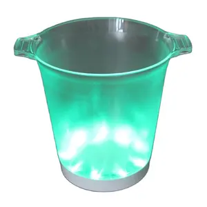 5L LED wine cooler ice bucket with chargeable battery base PS plastic container