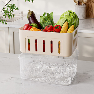 Caja de Almacenamiento de Alimentos Rectangular Hermética con Tapa de Cierre a Presión, Apta para Microondas, Organizador de Frutas con Drenaje, Contenedor de Cocina Portátil - Product Image 4