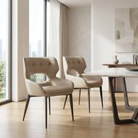 Chaise de salle à manger simple et moderne en cuir PU avec dossier pour la salle à manger et le salon