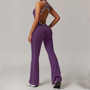 <span class=keywords><strong>2025</strong></span> Cộng Với Kích Thước Nén loe Xà Cạp Jumpsuit Phụ Nữ Tập Thể Dục Yoga Tập Thể Dục Bodysuit Thể Thao Jumpsuit - Product Image 4
