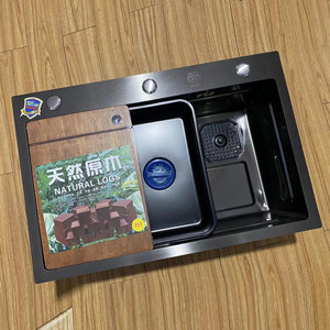 Évier de cuisine en acier inoxydable, épaisseur 3,0 mm, à poser sous le plan, surface brossée, facile à nettoyer, multifonctionnel - Product Image 2