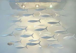 Grand Lustre Moderne en Forme de <span class=keywords><strong>Poisson</strong></span>, Suspension Vintage en Fer et Céramique, LED 6000K Lumière du Jour, IRC 90, Garantie 5 Ans, Éclairage Hôtelier - Product Image 3