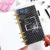 Séparateurs de pages en acrylique A6 en forme de cœur, noir, blanc, rose, transparent, pour carnets à feuilles mobiles, style journal pour filles, cadeau transfrontalier