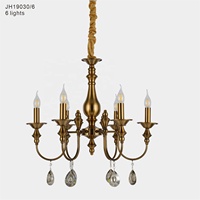 Candelabros de vela de cristal Vintage clásico, iluminación de 6 luces, lámpara colgante de techo para decoración elegante