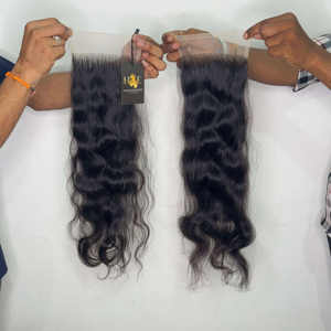 Vente en gros extensions de cheveux humains temple indien brut Bodywave bouclés dentelle fermeture ondes profondes faisceaux avec HD dentelle fermeture - Product Image 2