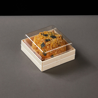 Mini boîte à dessert en bois avec couvercle haut transparent, sortie d'usine directement de notre fabricant, parfaite pour les pâtisseries individuelles, les macarons