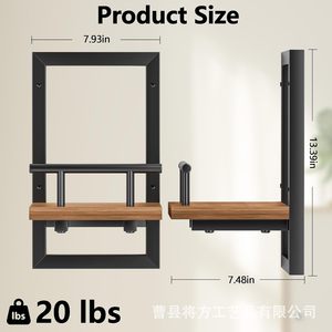 <b>Wall</b> Mounted Wooden Plant <b>Display</b> Rack Rectangle Single Layer For Home Decor And Storage - Product Image 4