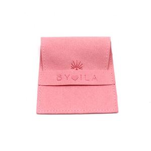 Pochette à bijoux en velours marron personnalisée, petite, avec logo imprimé or, cordon de serrage, sacs d'emballage pour bijoux - Product Image 6