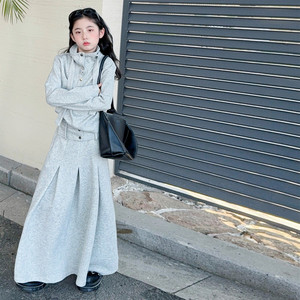 Set di Abbigliamento per Ragazze 2026: Giacca Grigia + <span class=keywords><strong>Gonna</strong></span> <span class=keywords><strong>Lunga</strong></span> 2 Pezzi Stile Cargo per Adolescenti - Product Image 3