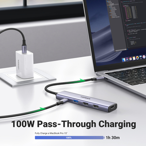 UGREEN <span class=keywords><strong>USB</strong></span> C HUB Tipo-C a HD Adaptador 4K30Hz PD100W SD TF Dock <span class=keywords><strong>USB</strong></span>-C 3,1 Splitter para MacBook iPad Pro Air Huawei <span class=keywords><strong>USB</strong></span> 3,0 HUB - Product Image 3