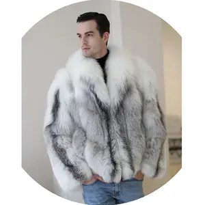 Top Quality Natural Real Fur Wholesale Luxury Thick Windproof Mens Fox Fur Coat