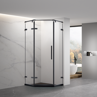 Salle de bain coin diamant forme pivotante portes de douche sans cadre 8mm cabine de douche en verre
