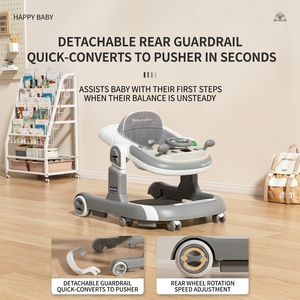 Marche-bébé 3 en 1 avec balançoire et <span class=keywords><strong>chaise</strong></span> haute, marche-bébé pliable en plastique avec roues, siège réglable en hauteur pour bébé - Product Image 5