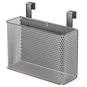Panier rectangulaire simple en maille métallique à suspendre, support mural pour porte d'armoire de cuisine, organisateur d'épices, gris anthracite - Product Image 1