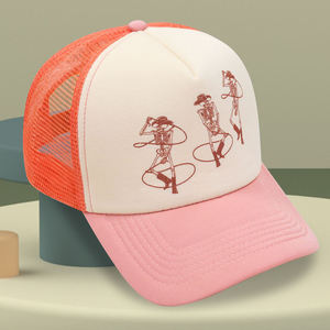 Casquette Trucker Décontractée Unisexe en Maille Éponge Imprimée Crâne Halloween, Réglable à 5 Panneaux avec Bouton Pression, Toutes Saisons - Product Image 5