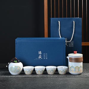 Travel <b>Tea</b> <b>Set</b> Portable Bag Outdoor Kung Fu <b>Tea</b> <b>Set</b> <b>One</b> Pot Three Cups Ceramic Porcelain Dehua Antique Style Business Gift - Product Image 2
