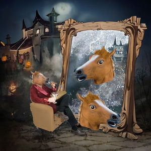 Disfraz de Caballo Divertido <span class=keywords><strong>Cyou</strong></span> DL176 al por Mayor, Disfraz de Animal de Látex para Adultos, Disfraz de Fiesta de Carnaval, Accesorio para Halloween, Pascua, Cosplay - Product Image 3