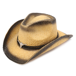 Bán buôn NEW Unisex Texas phong cách rộng vành Womens màu đen cảm thấy da rơm Outback Colombian cao bồi hat Topper với giá rẻ - Product Image 1
