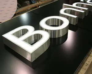 3D LEDサイン文字屋外防水カスタム商業建築ステンレス鋼とアクリルサイン。