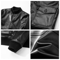 Blouson Bomber Rétro en Cuir PU pour Homme, Doublure Polaire, Boutons sur le Devant, Col Montant, Style Hiver PUNK