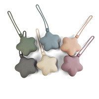 Étui de transport pour sucette en silicone souple de qualité alimentaire, support de rangement anti-poussière en forme d'étoile pour anneau de dentition avec dragonne pour usage quotidien des nourrissons