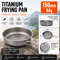 Poêle à frire en titane 150 mm, ultralégère, en titane pur, avec poignée pliable, pour le camping en plein air