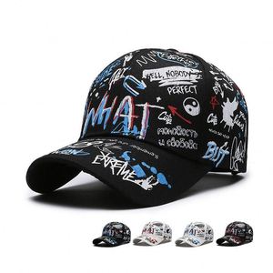 Gorra de Béisbol Unisex de 6 Paneles, Estilo Deportivo y Formal, con Estampado de Letras de Grafiti, Disponible en Blanco y Negro, Gran Venta - Product Image 2