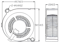 Ventilateur centrifuge sans balais DC 5020 50x50x20 5V 12V à roulement à billes micro PWM FG 3 broches 4 broches avec certification, économique