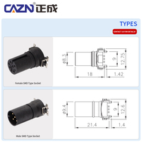 Conectores de Montaje Superficial M12 Tipo SMD de 2-17 Pines, Macho y Hembra, Enchufe de Plástico, Accesorios de Automatización