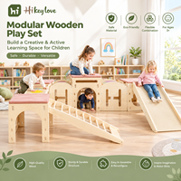 Table de jeu sensorielle Montessori Hikeylove pour enfants, bureau d'activités en bois pour tout-petits, porte-papier, table et chaises pour enfants