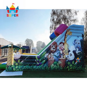 Tobogán Inflable Doble con Diseño de Animales de la Selva Tropical (Elefante, <span class=keywords><strong>León</strong></span>, Cebra) para Fiestas y Alquiler Comercial - Product Image 5