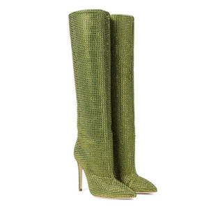 Bottes à talons aiguilles sexy pour femme, personnalisées, avec strass, pour mollets larges, collection 2026 - Product Image 4