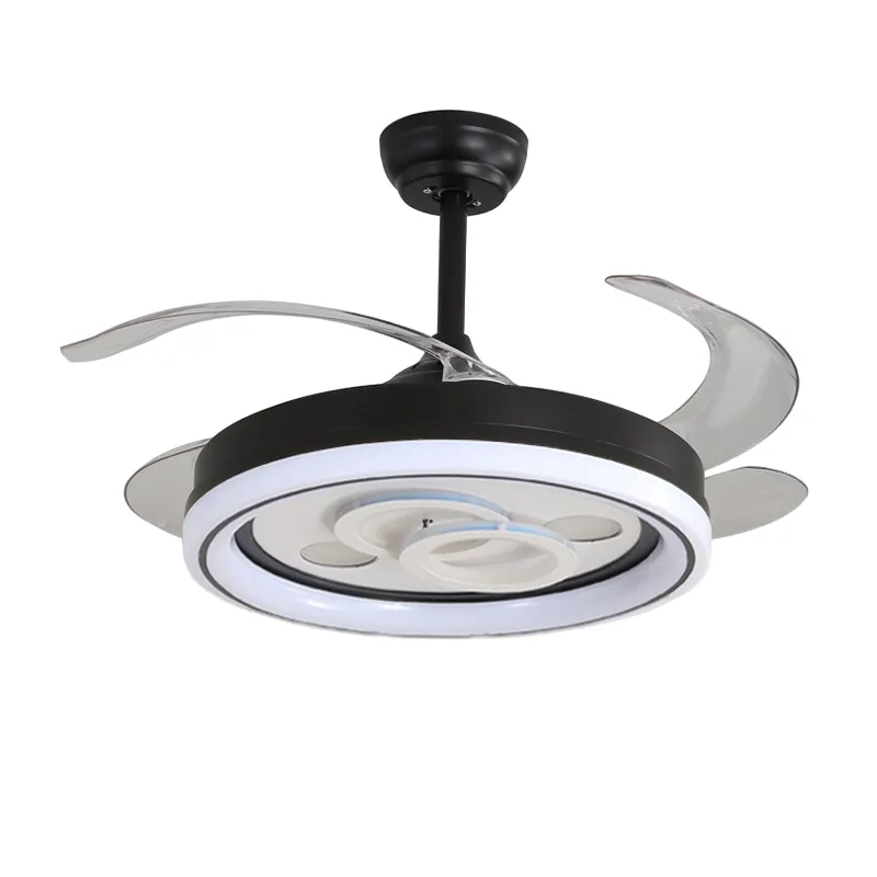 Fan Light Led Living Room Retractable LED Ceiling Fan Luminous Light 48-inch 72w Remote Control
