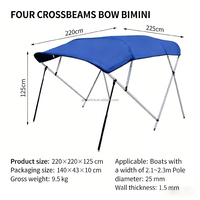 Kanopi Bimini Kapal Pontun Kain Oxford 600D/1200D Tahan Air, Rangka Aluminium Matte 4 Busur, Pelindung UV, Penutup Tenda Kapal