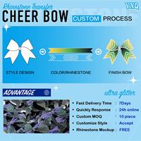 Élastique à cheveux brillant avec strass thermocollants et nœud de cheerleading, logo personnalisé, accessoire scintillant pour enfants, danse, gymnastique, transfert thermique