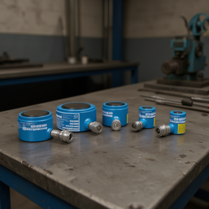 Vérins hydrauliques à simple effet Ttake, ligne compacte, vérins hydrauliques industriels bleus - Product Image 3