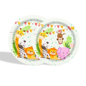 Packs de <span class=keywords><strong>vaisselle</strong></span> jetable sur le thème des animaux du zoo vert, décorations et fournitures pour fêtes d'<span class=keywords><strong>anniversaire</strong></span>, accessoires pour fête de naissance de garçon - Product Image 6