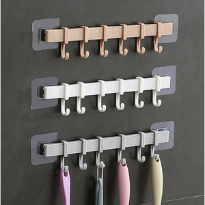Adhesive wall-mounted kitchen <b>hooks</b>, 6-pack; creative <b>bathroom</b> corner nail-free, traceless towel rack six-pack. - Product Image 1