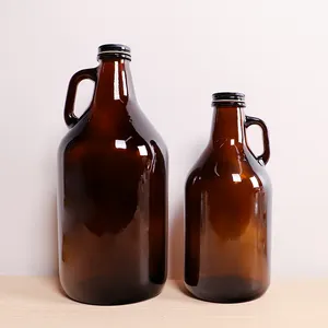 Kalifornia Botol Kaca Growler 32Oz 1 Liter, dengan Tutup untuk Bir