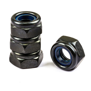 Écrou <span class=keywords><strong>de</strong></span> blocage en nylon noir Écrou hexagonal autobloquant anti-dégagement en acier au carbone M3/M6/M8/M24 avec finition plaquée pour usage industriel - Product Image 1