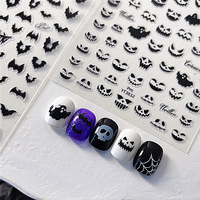 Autocollants pour ongles imperméables 5D TSZS Halloween, décoration d'ongles gothique avec chauve-souris, citrouille, fantôme, toile d'araignée, crâne, croix, pour la vente en gros