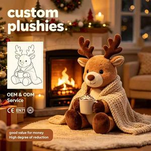 Muñecos de Peluche de Reno Personalizados al por Mayor, Servicio OEM ODM, Juguete Festivo de Buena Calidad con Certificación CE EN71, Peluche Seguro - Product Image 1