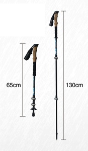 Bâton de trekking pliant alpin en carbone avec trois bâtons de marche de randonnée en aluminium personnalisés à verrouillage externe - Product Image 3